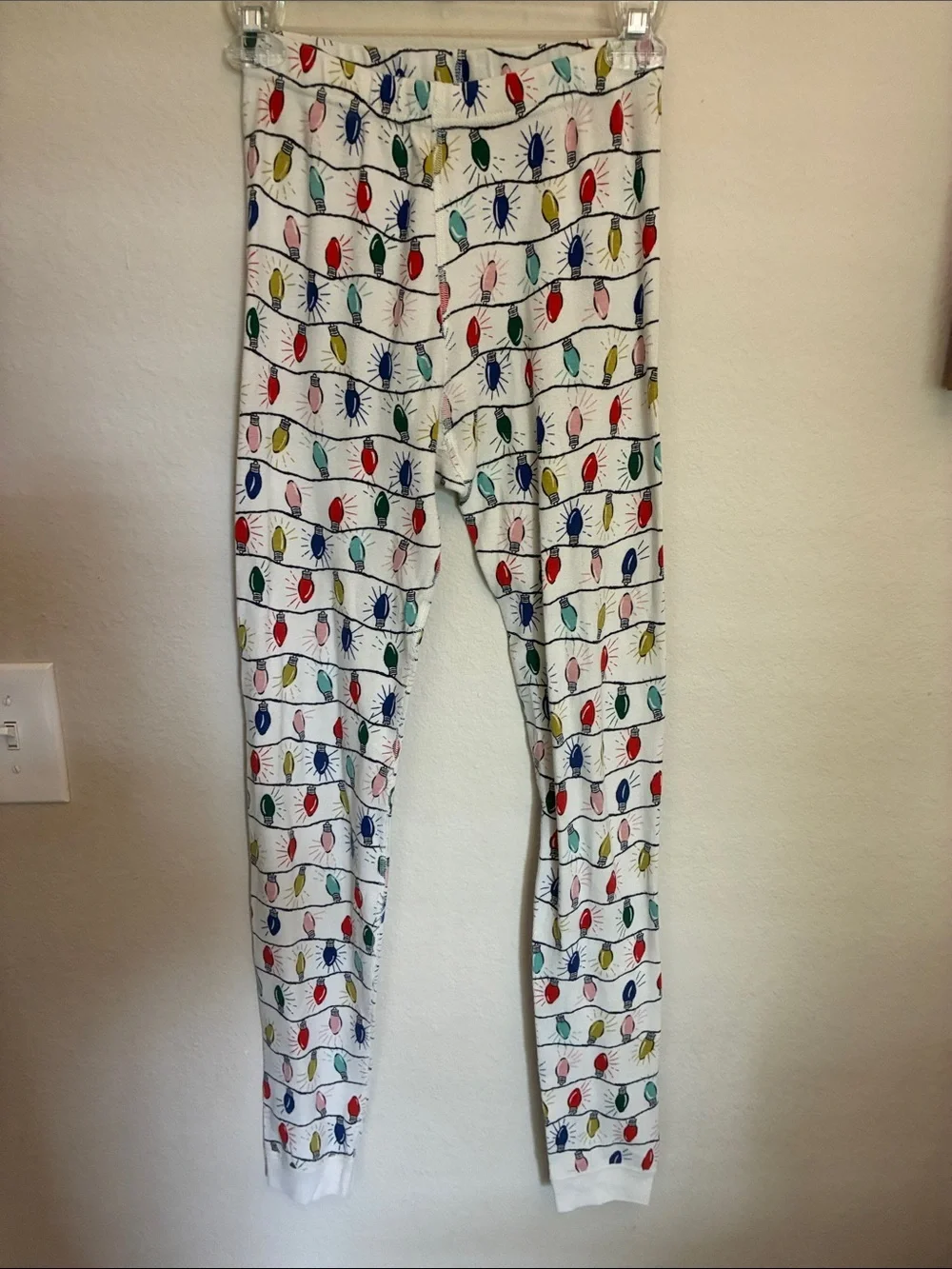 Kids Hanna Andersson White Holiday Light Print Pajama Set size 14